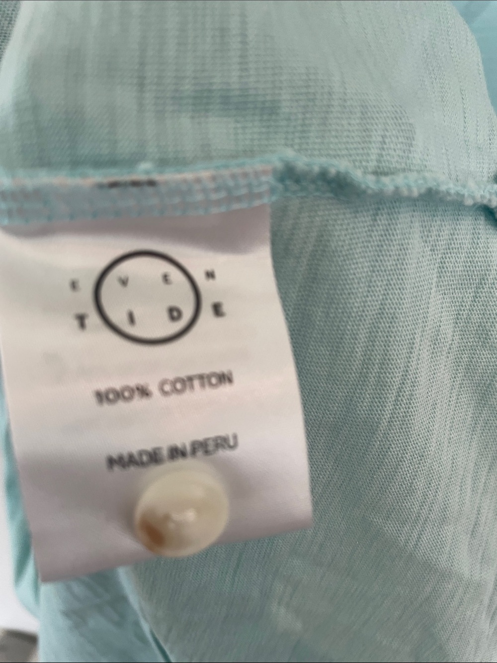 Even Tide Cotton Premium Men's Polo in Light Aqua. Extra button. EUC - Picture 6 of 7